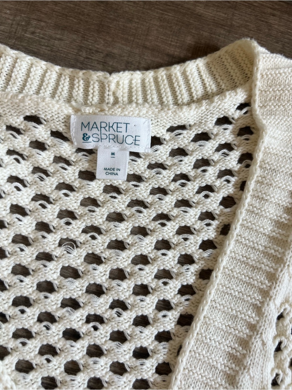 Market & Spruce Women's Cream Open-Weave Cardigan
